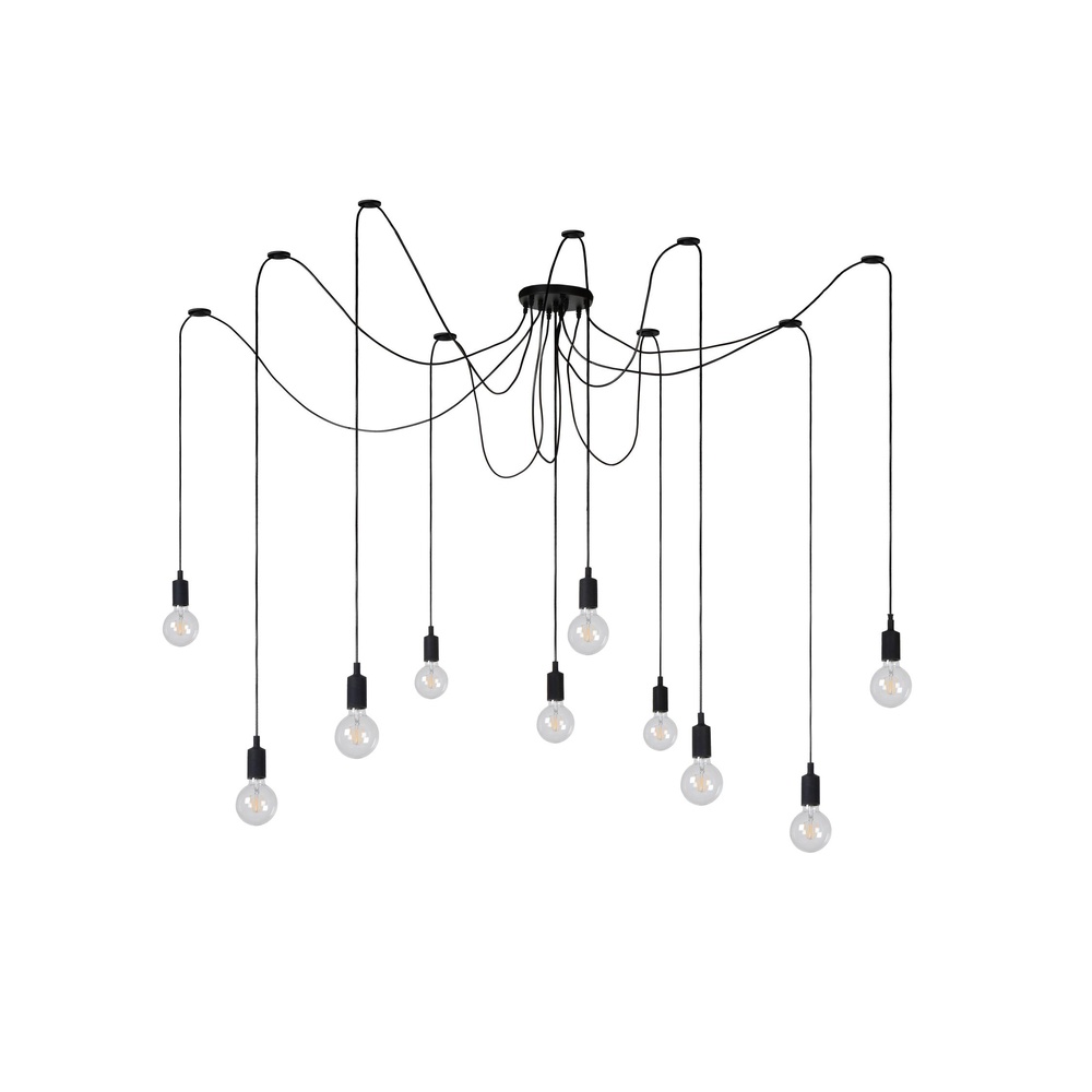 Lucide 10-lichts hanglamp zwartFix geschikt voor vide - 08408/10/30